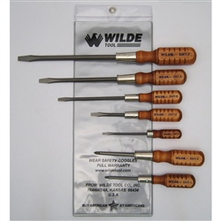 Wilde Tool SW7-VP, Wilde Tools- 7-Piece Wooden Handle Screw Driver Set Manufactured & Assembled in U.S.A.7-Piece Mix SetOversized HandlesFinish : Handle, Each